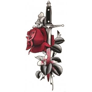 Sword and Roses Temporary Tattoo - Temporary Tattoos
