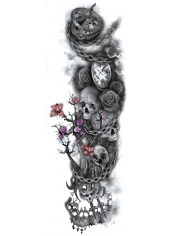 Skulls and Purple Roses Temporary Tattoo - Temporary Tattoos