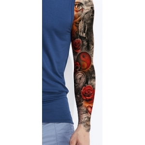 Red Roses And Wolf Temporary Tattoo - Temporary Tattoos