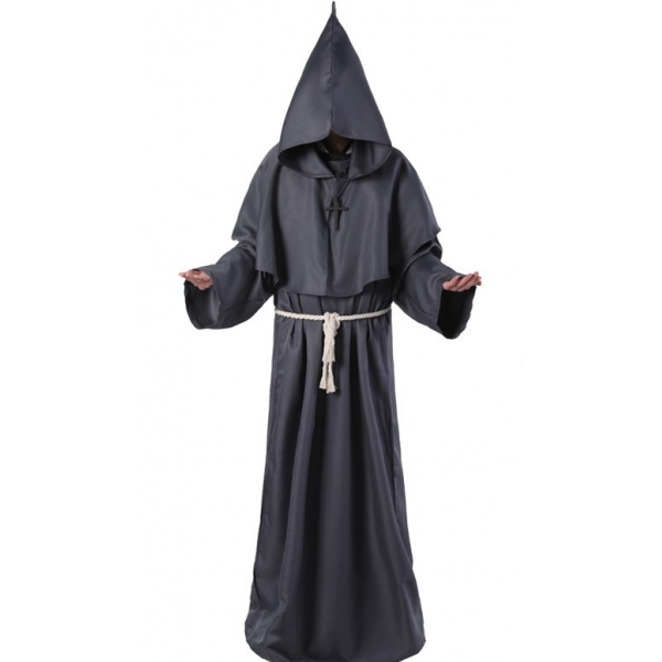 Extra Large Wizard Robe Wizard Robe Grey Hooded Robe - Adult Wizard Costumes