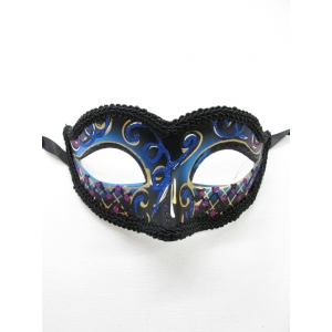 Blue Black with Glitter Face Mask Eye Mask - Masquerade Masks