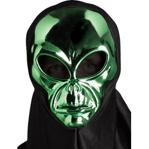 Area 51 Alien Mask Chrome Green Alien Costume Face mask - Halloween Mask