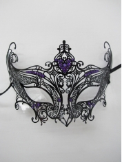 Luxury Metal Eye Mask with Purple Jewels