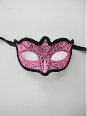 Pink Eye Mask with Black Trim - Masquerade Masks