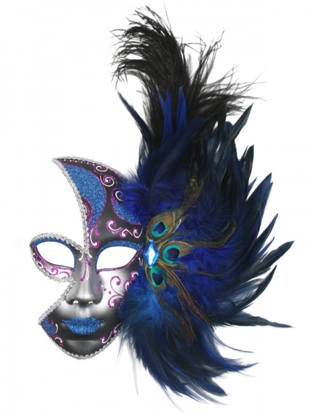 Feather Mask Blue Mardi Gras Masks