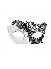 White Black Filigree Eye Mask Face Mask - Masquerade Masks
