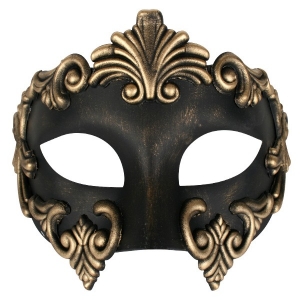 LORENZO Gold Black Eye Mask Face Mask - Masquerade Masks	