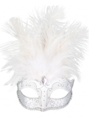 White Silver with Feathers - Masquerade Masks