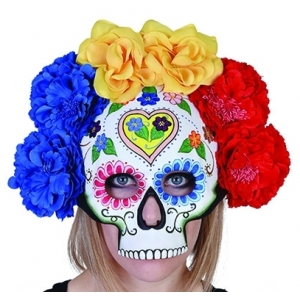 Day of the Dead Mask with Roses Face Mask - Halloween Mask