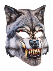 Grey Wolf Mask Plastic Face Mask - Animal Masks