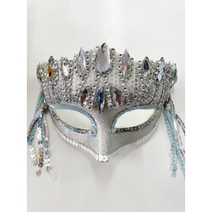 Silver Eye Mask with Rhinestones Face Mask - Masquerade Masks