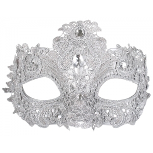 Silver Lace Eye Mask Face Mask - Masquerade Masks