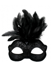 Black Eye Mask with Feathers - Masquerade Masks Feather Masks 