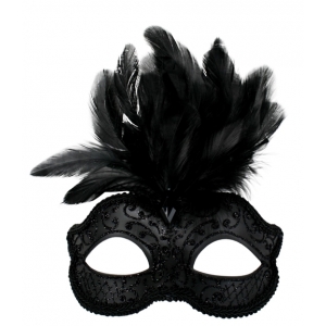 Black Eye Mask with Feathers - Masquerade Masks Feather Masks 