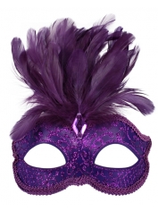 Purple Eye Mask with Feathers - Masquerade Masks Feather Masks