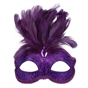 Purple Eye Mask with Feathers - Masquerade Masks Feather Masks