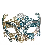 Gold Blue Glitter Face Mask Eye Mask - Masquerade Masks