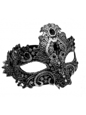 Antique Look Silver Lace Face Mask Eye Mask - Masquerade Masks