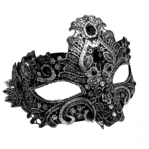 Antique Look Silver Lace Face Mask Eye Mask - Masquerade Masks