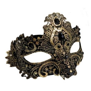 Antique Look Gold Lace Face Mask Eye Mask - Masquerade Masks