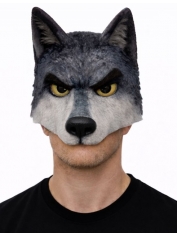 Grey Wolf Mask Plastic Face Mask - Animal Masks
