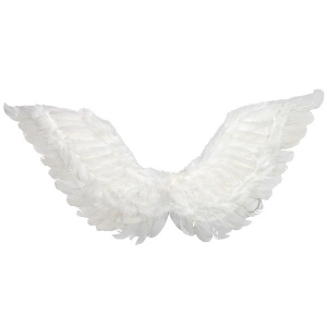 Medium White Feather Angel Wings Up