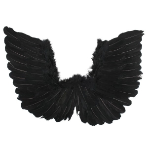 Small Black Feather Angel Wings Up