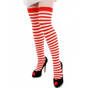 Thigh High Red/White Striped Stocking