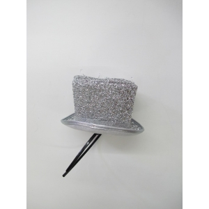 Silver Glitter Mini Top Hat