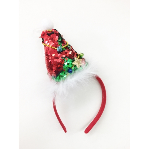Mini Sequin Santa Hat On Headband Christmas Headbands