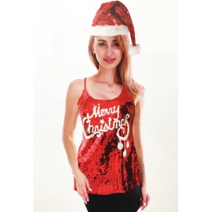 Merry Christmas Sequin Singlet - Christmas Costumes