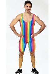 Rainbow Short Unitard - Adult Mardi Gras Costumes