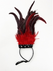 Black with Red Feather Headpiece - Mardi Gras Accessories