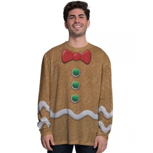 Gingerbread Man Long Sleeve Top - Adult Christmas Costumes