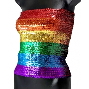 Rainbow Sequin Tube Top - Mardi Gras Costumes