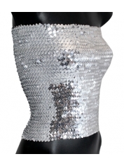 Sequin Tube Top Silver - Sequin Costumes