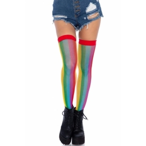 Rainbow Fishnet Thigh High Stocking - Leg Avenue