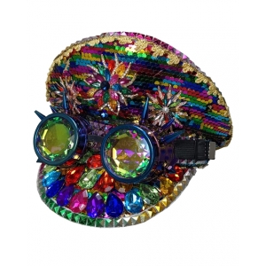 Rainbow Festival Hat with Goggle - Mardi Gras Hats