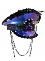 Purple Flip Hat with Chains - Mardi Gras Hats