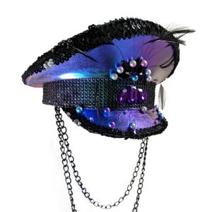 Purple Flip Hat with Chains - Mardi Gras Hats