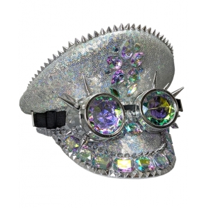 Silver Flip Sequin Hat with Goggle - Mardi Gras Hats