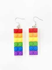 Rainbow Lego Earings - Mardi Gras Accessories