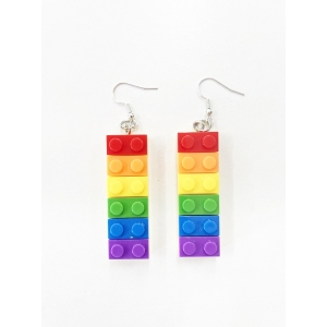 Rainbow Lego Earings - Mardi Gras Accessories