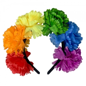 Rainbow Flowers Headband - Mardi Gras Accessories