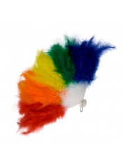 Rainbow Feather Hand Fan - Mardi Gras Accessories