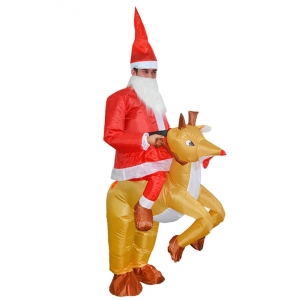 Inflatable Santa on Reindeer Costume - Adult Christmas Inflatable Costumes