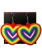Rainbow Heart Earrings - Bardi Gras Costumes