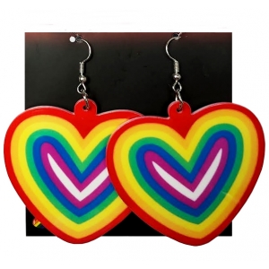 Rainbow Heart Earrings - Bardi Gras Costumes