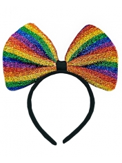 Glitter Rainbow Bow Headband - Mardi Gras Costumes