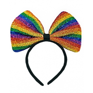 Glitter Rainbow Bow Headband - Mardi Gras Costumes